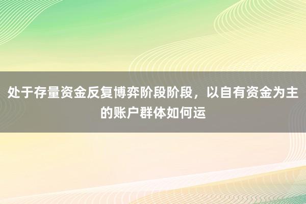 处于存量资金反复博弈阶段阶段，以自有资金为主的账户群体如何运
