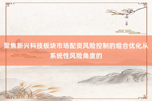 聚焦新兴科技板块市场配资风险控制的组合优化从系统性风险角度的