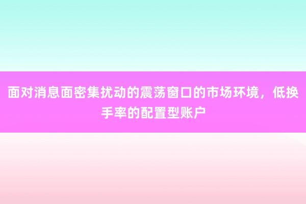 面对消息面密集扰动的震荡窗口的市场环境，低换手率的配置型账户