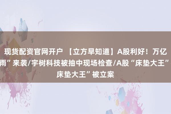 现货配资官网开户 【立方早知道】A股利好！万亿“红包雨”来袭/宇树科技被抽中现场检查/A股“床垫大王”被立案