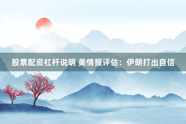 股票配资杠杆说明 美情报评估：伊朗打出自信