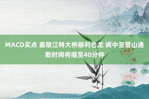 MACD买点 嘉陵江特大桥顺利合龙 阆中至营山通勤时间将缩至40分钟