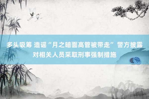 多头吸筹 造谣“月之暗面高管被带走” 警方披露对相关人员采取刑事强制措施