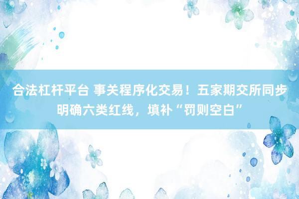 合法杠杆平台 事关程序化交易！五家期交所同步明确六类红线，填补“罚则空白”