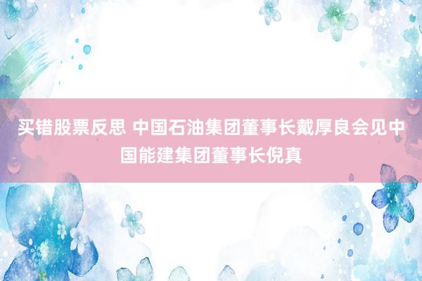 买错股票反思 中国石油集团董事长戴厚良会见中国能建集团董事长倪真