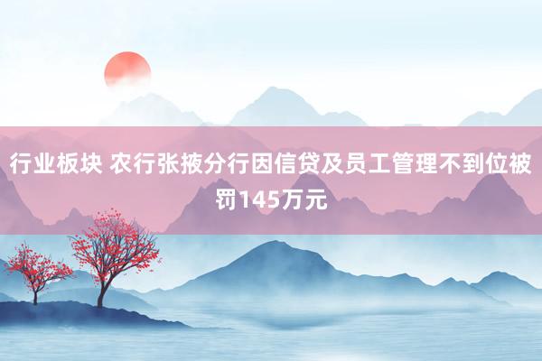 行业板块 农行张掖分行因信贷及员工管理不到位被罚145万元