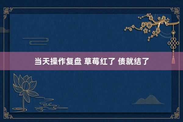 当天操作复盘 草莓红了 债就结了